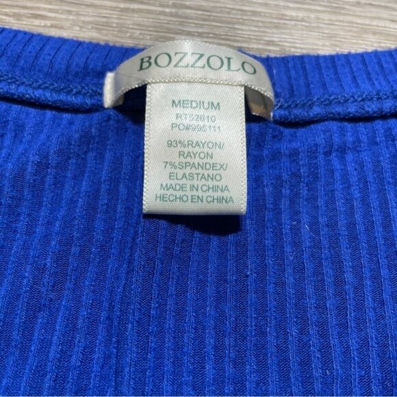 Bozzolo Womens Blue V Neck Ribbed Crop Top Medium Y2k Baby Tee Boho Stretch - Picture 4 of 5